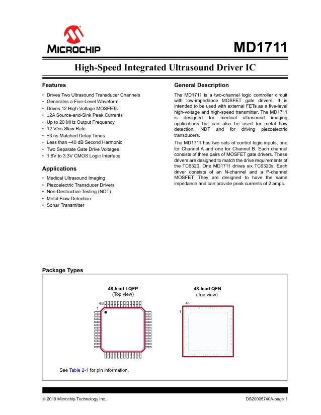 MD1711FG-G, Gate Drivers Hi-Spd Ultrasound - Переключатели распределения питания, драйверы нагрузки файл 1