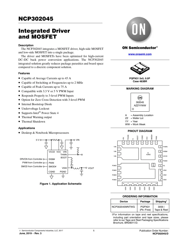 NCP302045MNTWG, Gate Drivers Y0NB STARLIGHT - Переключатели распределения питания, драйверы нагрузки файл 1