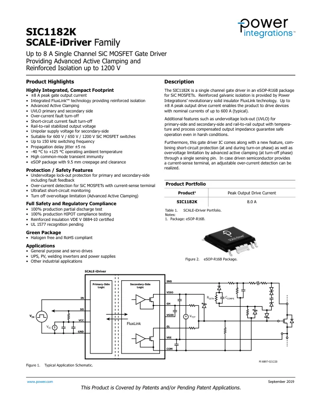 SIC1182K, Gate Drivers 8A 1200V Reinforced Isolation for SIC - Переключатели распределения питания, драйверы нагрузки файл 1