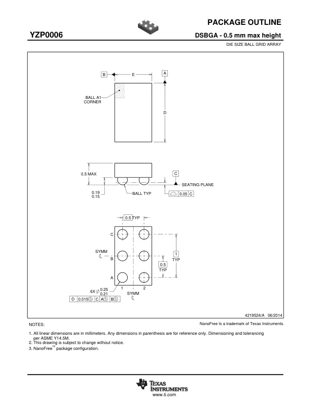 TPS22922YZPR, Power Switch ICs - Power Distribution Lo Inp Vltg Ultra-Lo RDS Load Switch - Переключатели распределения питания, драйверы нагрузки файл 1