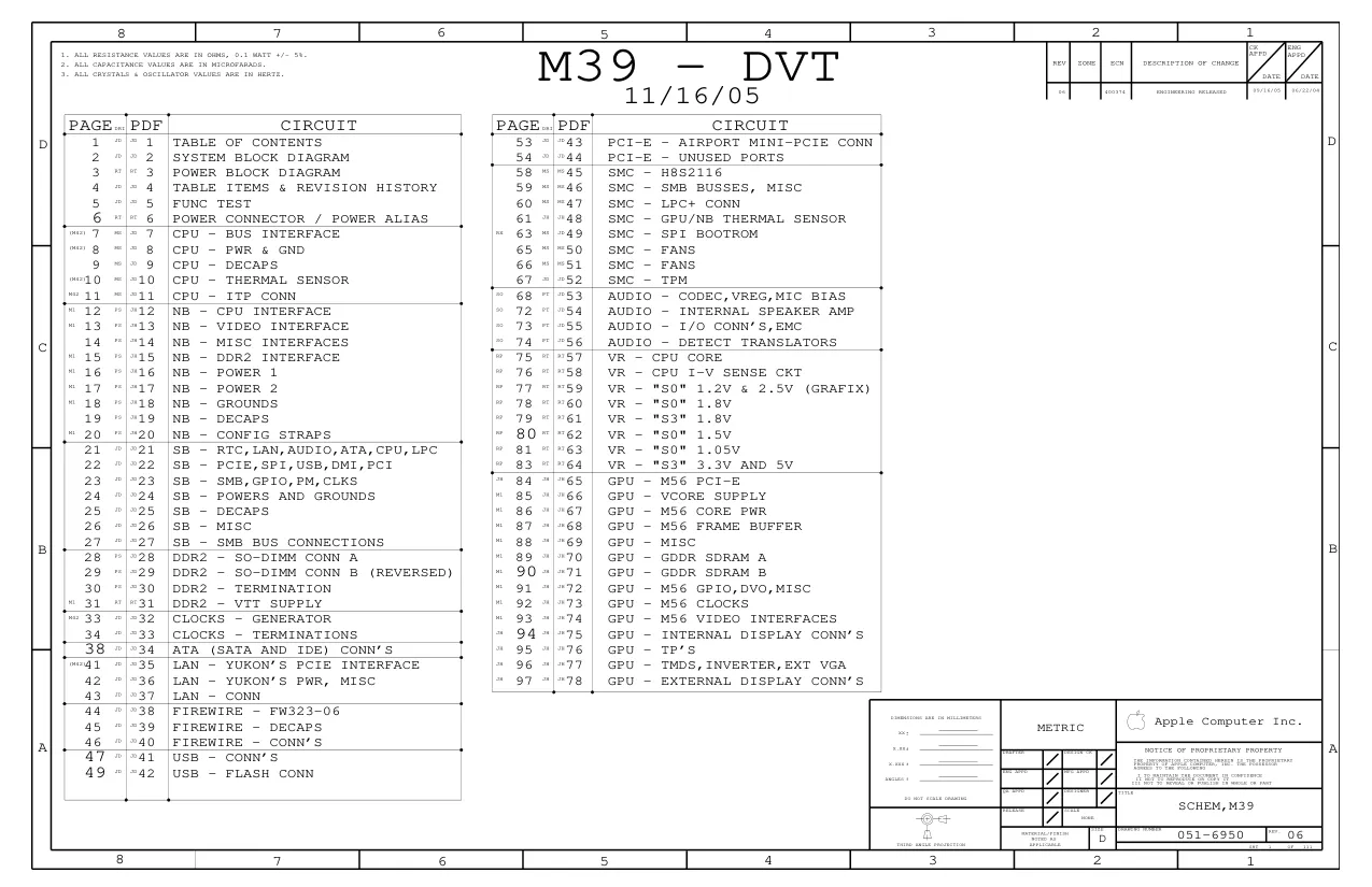 Схемы - Ноутбук Apple Inc. Macbook M39