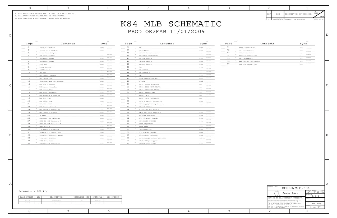 Схемы - Ноутбук Apple Inc. MacBook Unibody A1342