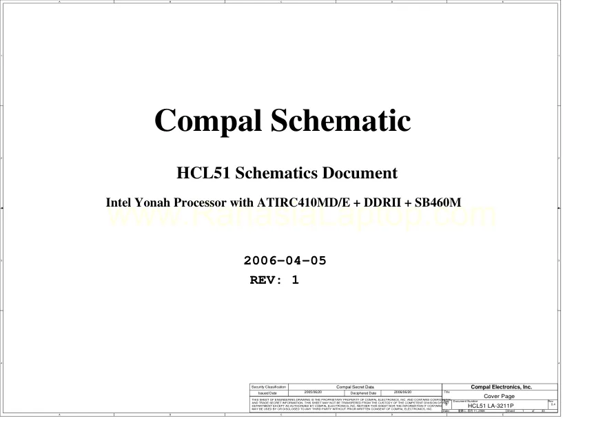 Схема - Материнская плата Compal Electronics, Inc. HCL51 LA-3211