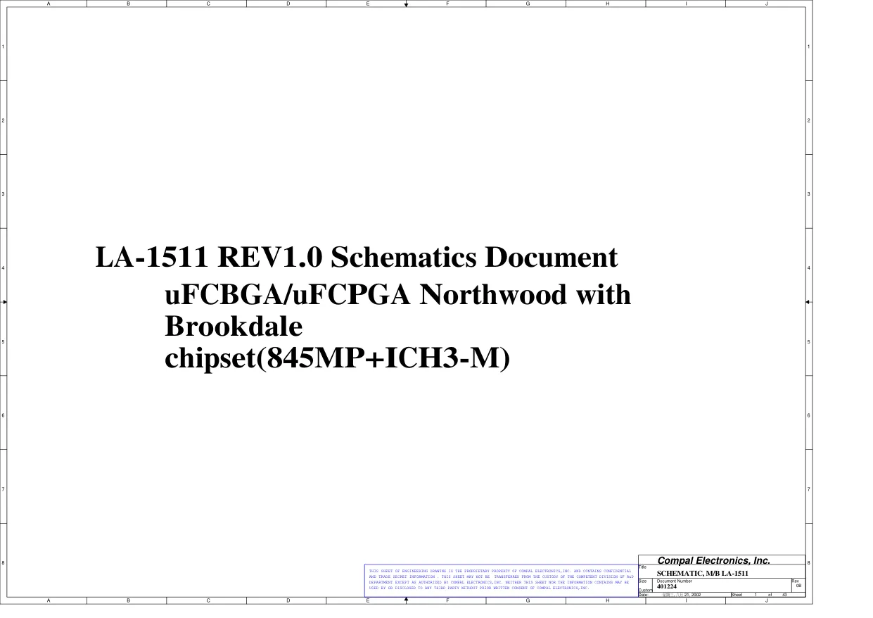 Схема - Материнская плата Compal Electronics, Inc. LA-1511