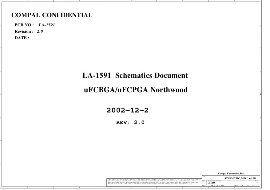 Схема - Материнская плата Compal Electronics, Inc. LA-1591
