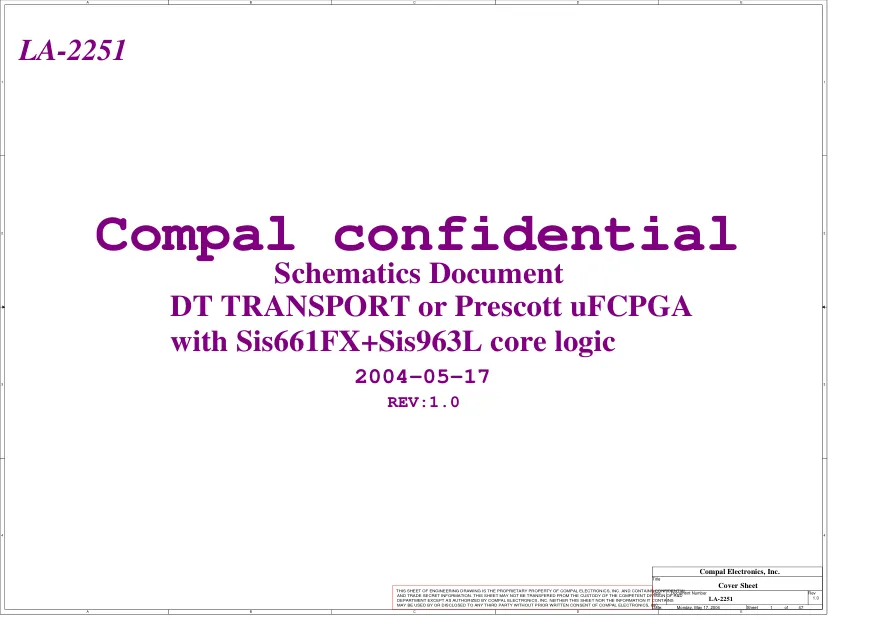 Схема - Материнская плата Compal Electronics, Inc. LA-2251