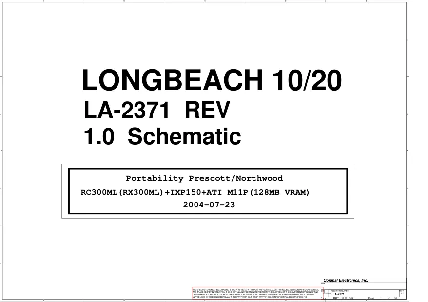 Схема - Материнская плата Compal Electronics, Inc. LA-2371 (EFQ00 & EEQ00)