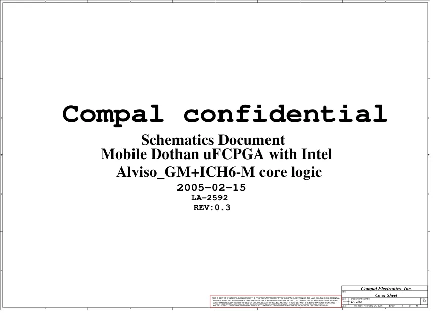 Схема - Материнская плата Compal Electronics, Inc. LA-2592