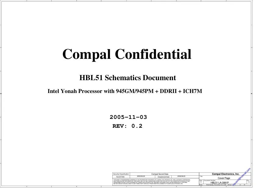 Схемы - Материнская плата Compal Electronics, Inc. LA-3081P (HBL51)