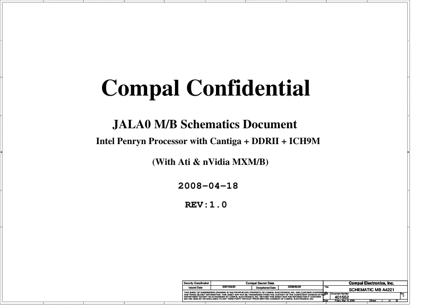 Схемы - Материнская плата Compal Electronics, Inc. LA-4221P