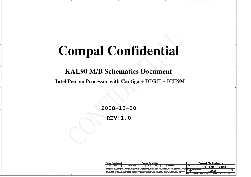 Схемы - Материнская плата Compal Electronics, Inc. LA-4491P KAL90