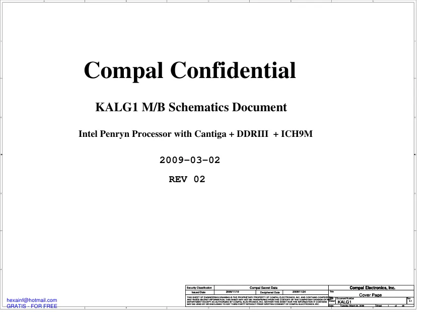 Схемы - Материнская плата Compal Electronics, Inc. LA-5271P (KALG1)