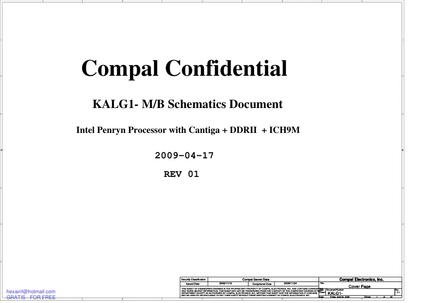 Схемы - Материнская плата Compal Electronics, Inc. LA-5272P (KALG1-)