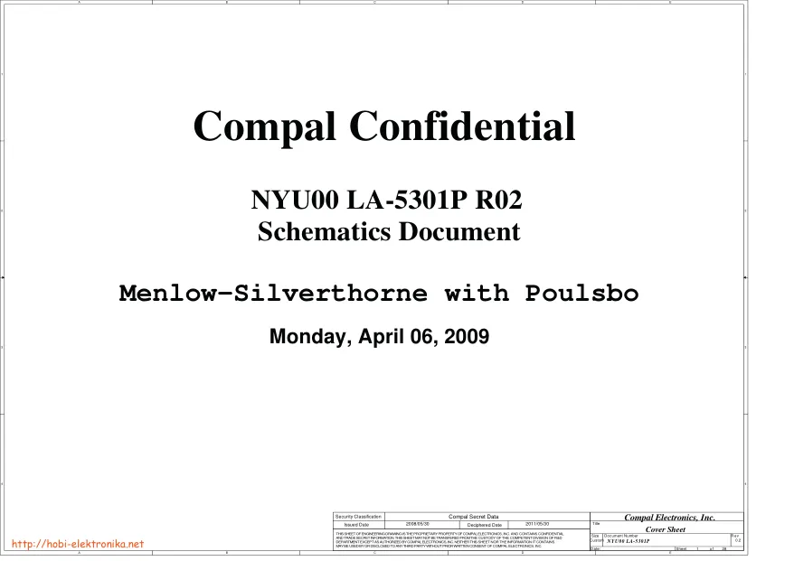 Схема - Материнская плата Compal Electronics, Inc. LA-5301P (NYU00)