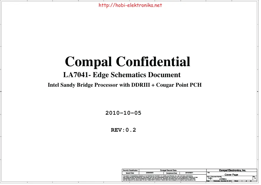 Схема - Материнская плата Compal Electronics, Inc. LA-7041P