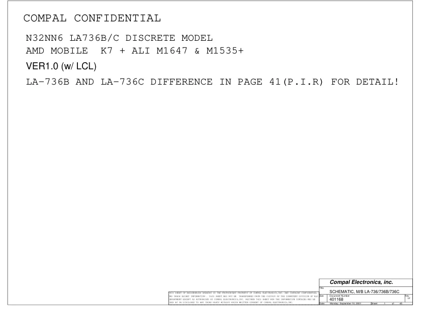 Схема - Материнская плата Compal Electronics, Inc. LA-736B/C (N32NN6)