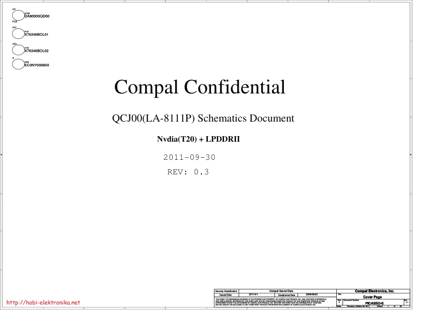Схема - Материнская плата Compal Electronics, Inc. LA-8111P (QCJ00)
