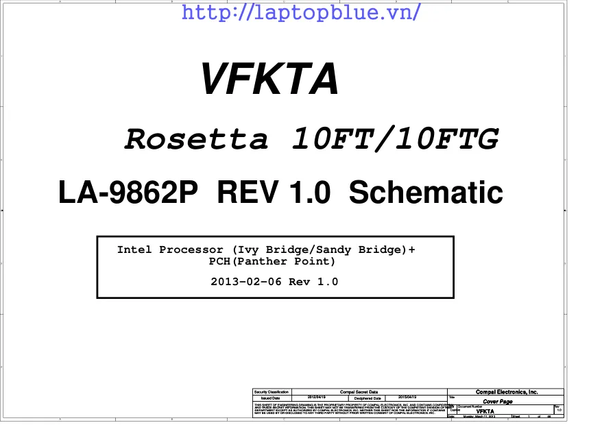 Схемы - Материнская плата Compal Electronics, Inc. LA-9862 VFKTA