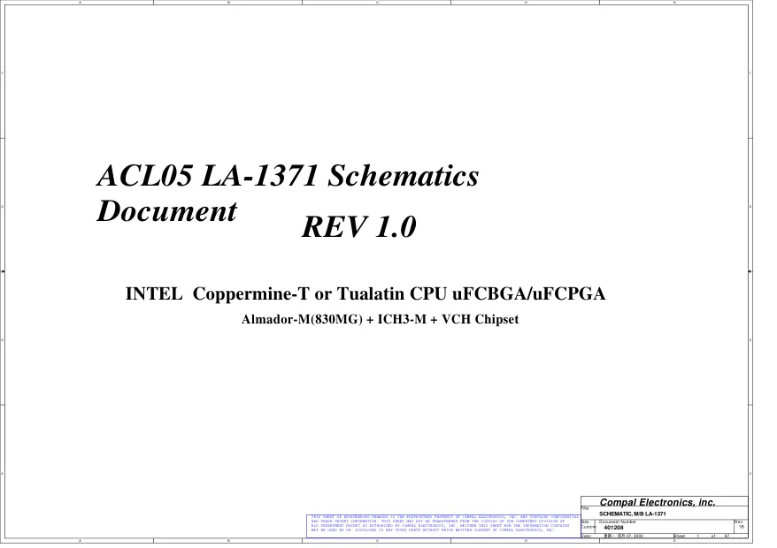 Схема - Материнская плата Compal Electronics, Inc. LA-1371