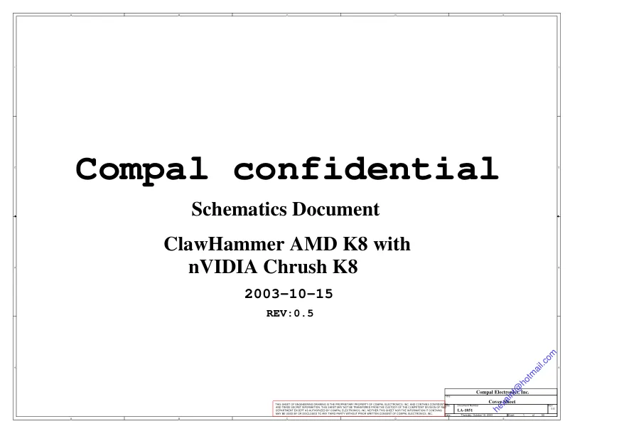 Схема - Материнская плата Compal Electronics, Inc. LA-1851