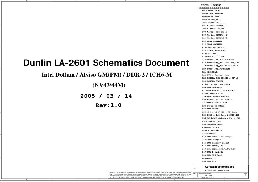 Схема - Материнская плата Compal Electronics, Inc. LA-2601