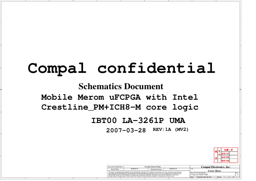 Схема - Материнская плата Compal Electronics, Inc. LA-3261P