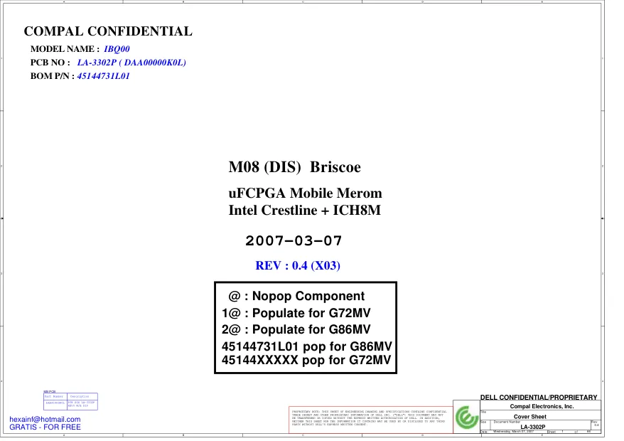 Схема - Материнская плата Compal Electronics, Inc. LA-3302P