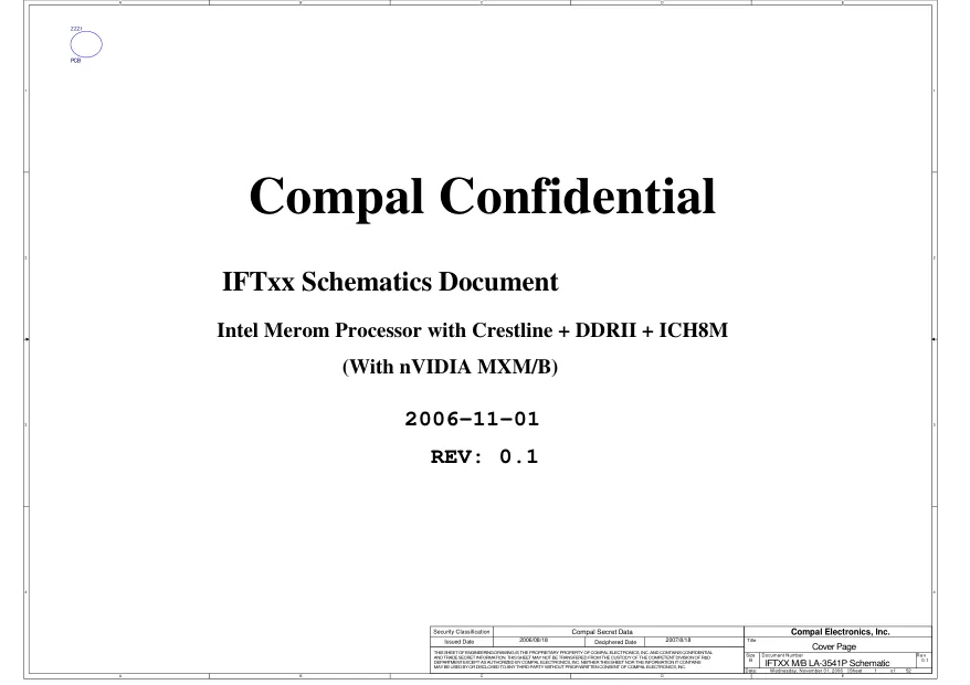 Схема - Материнская плата Compal Electronics, Inc. LA-3541P