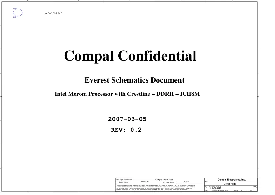 Схема - Материнская плата Compal Electronics, Inc. LA-3691P