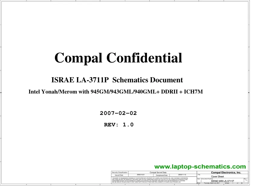 Схема - Материнская плата Compal Electronics, Inc. LA-3711P