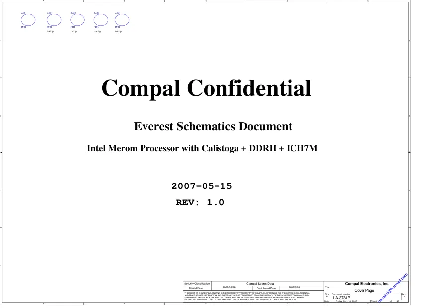 Схема - Материнская плата Compal Electronics, Inc. LA-3781P
