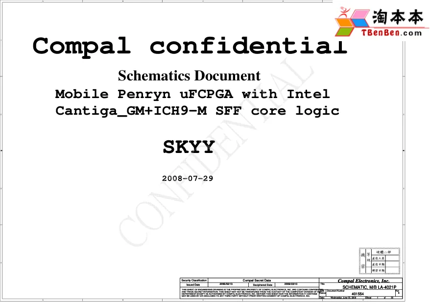 Схема - Материнская плата Compal Electronics, Inc. LA-4021