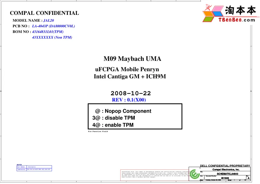 Схема - Материнская плата Compal Electronics, Inc. LA-4043P