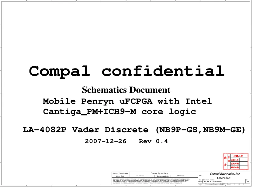 Схема - Материнская плата Compal Electronics, Inc. LA-4082P