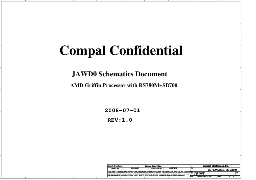 Схема - Материнская плата Compal Electronics, Inc. LA-4391P