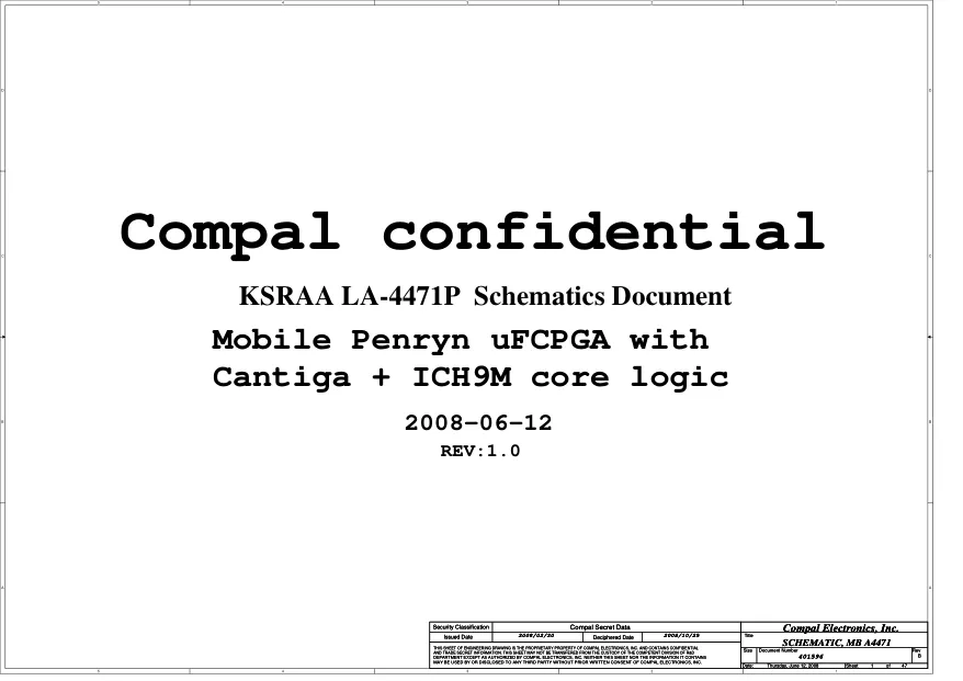 Схема - Материнская плата Compal Electronics, Inc. LA-4471P