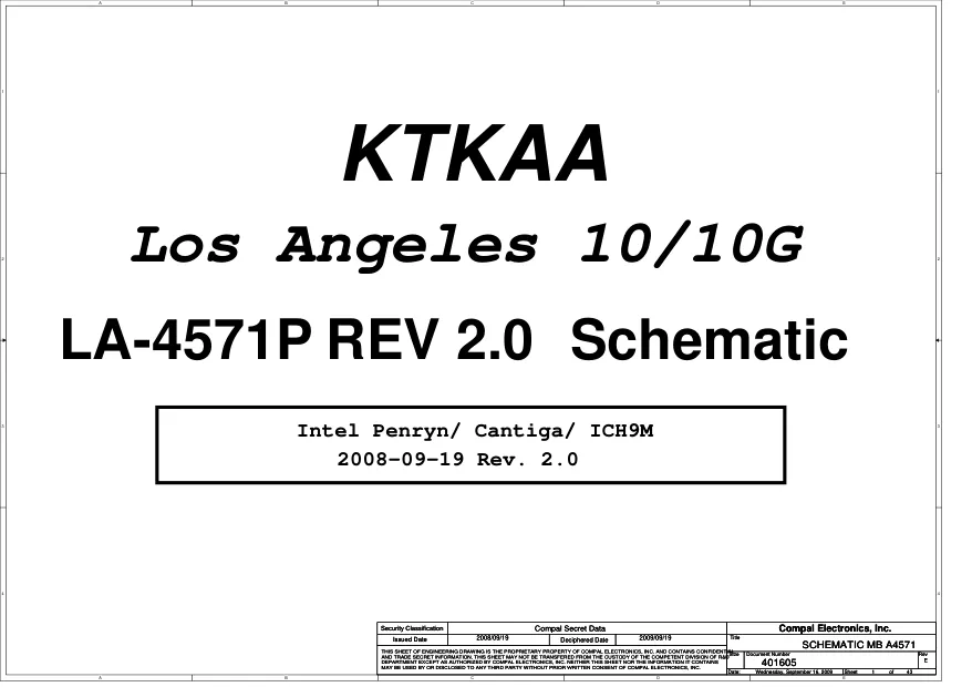 Схема - Материнская плата Compal Electronics, Inc. LA-4571P