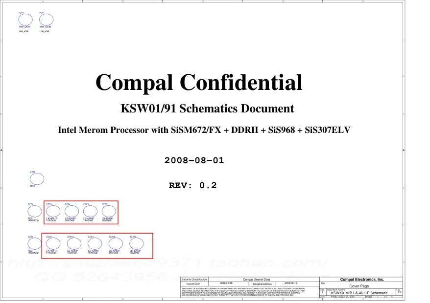 Схема - Материнская плата Compal Electronics, Inc. LA-4611P