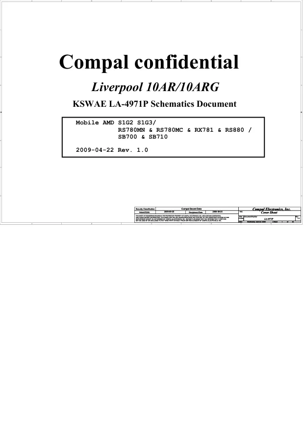 Схема - Материнская плата Compal Electronics, Inc. LA-4971P