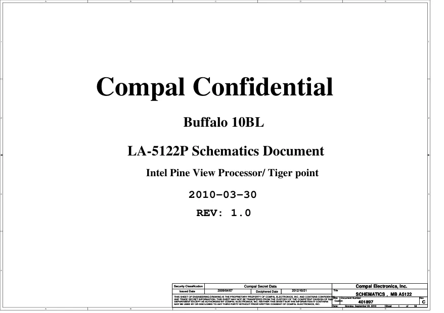 Схема - Материнская плата Compal Electronics, Inc. LA-5122P