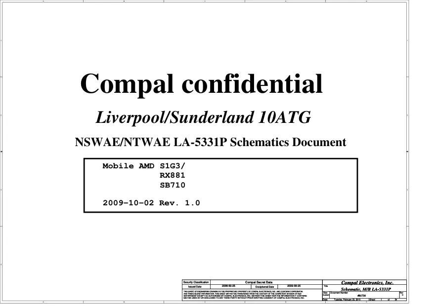 Схема - Материнская плата Compal Electronics, Inc. LA-5331P