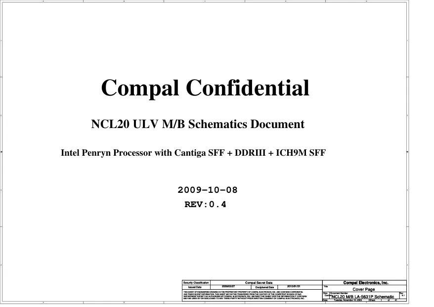 Схема - Материнская плата Compal Electronics, Inc. LA-5631P