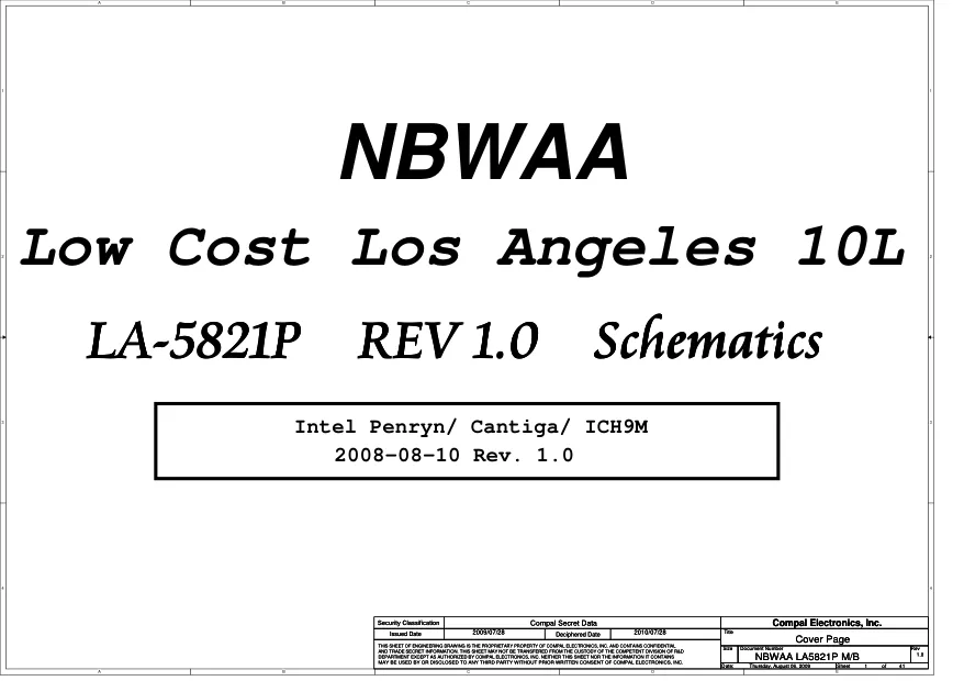 Схема - Материнская плата Compal Electronics, Inc. LA-5821P