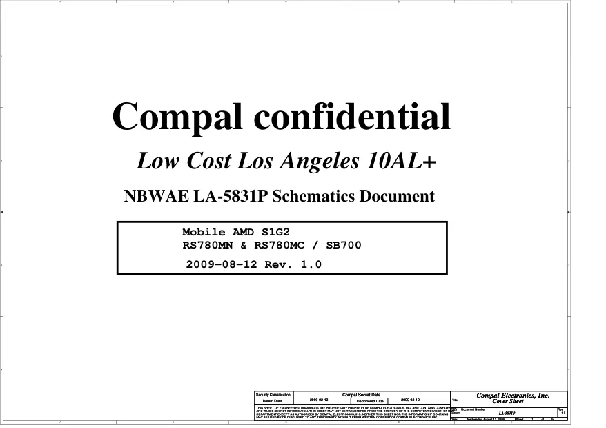 Схема - Материнская плата Compal Electronics, Inc. LA-5831P