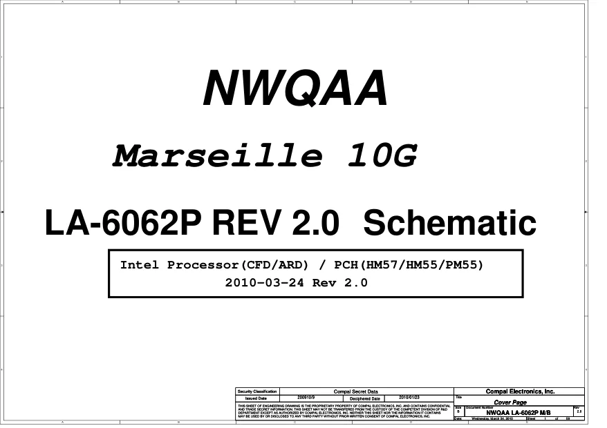 Схема - Материнская плата Compal Electronics, Inc. LA-6062P