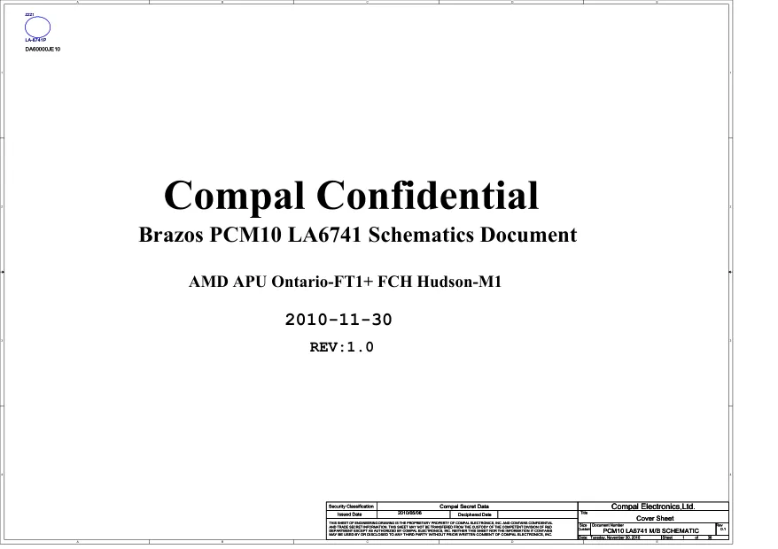 Схема - Материнская плата Compal Electronics, Inc. LA-6741P