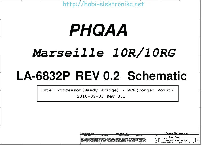 Схема - Материнская плата Compal Electronics, Inc. LA-6832P