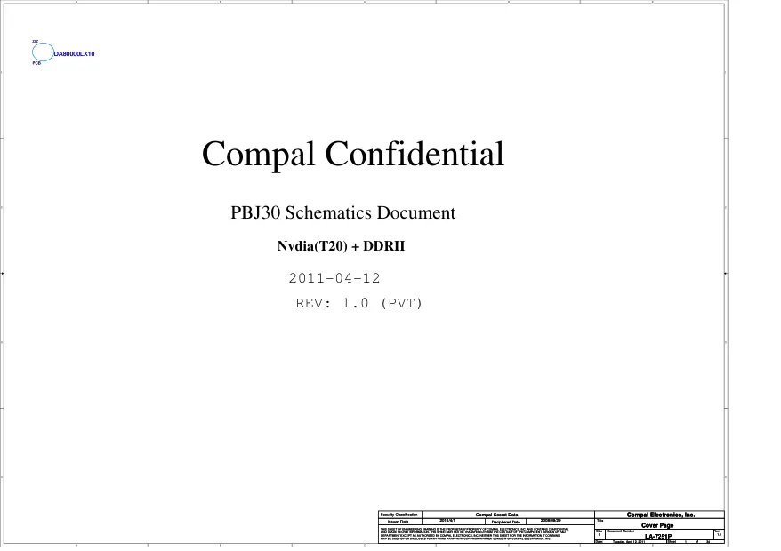 Схема - Материнская плата Compal Electronics, Inc. LA-7251P