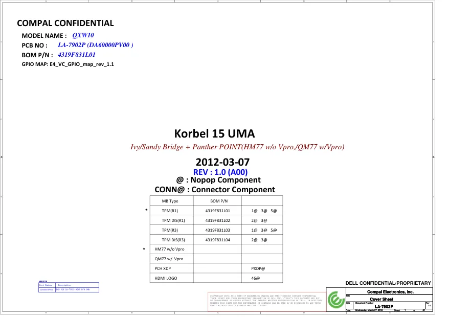 Схема - Материнская плата Compal Electronics, Inc. LA-7902P