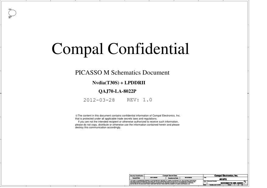 Схема - Материнская плата Compal Electronics, Inc. LA-8022P